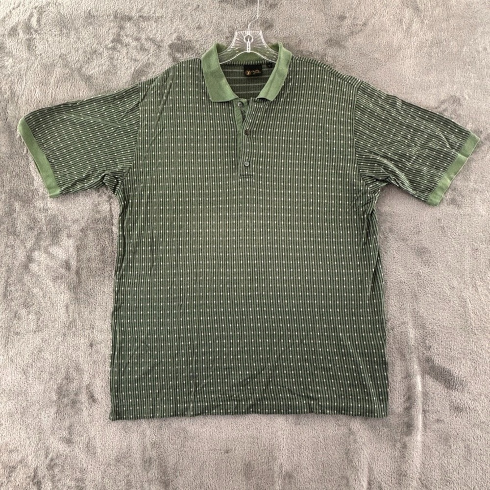 Bobby Jones Golf Polo Mens L Green Stripe Italy Short Sleeve Shirt Vintage‎